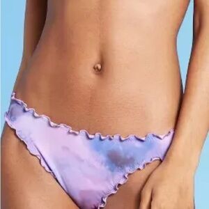 Shade & Shore Purple Tie Dye Ruffle Bikini Bottoms